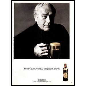 1987 Guinness Stout Beer Vintage Print Ad Robert Ludlum Portrait Wall Art Photo